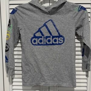 Adidas Kids Gray Hoodie with Blue Logo